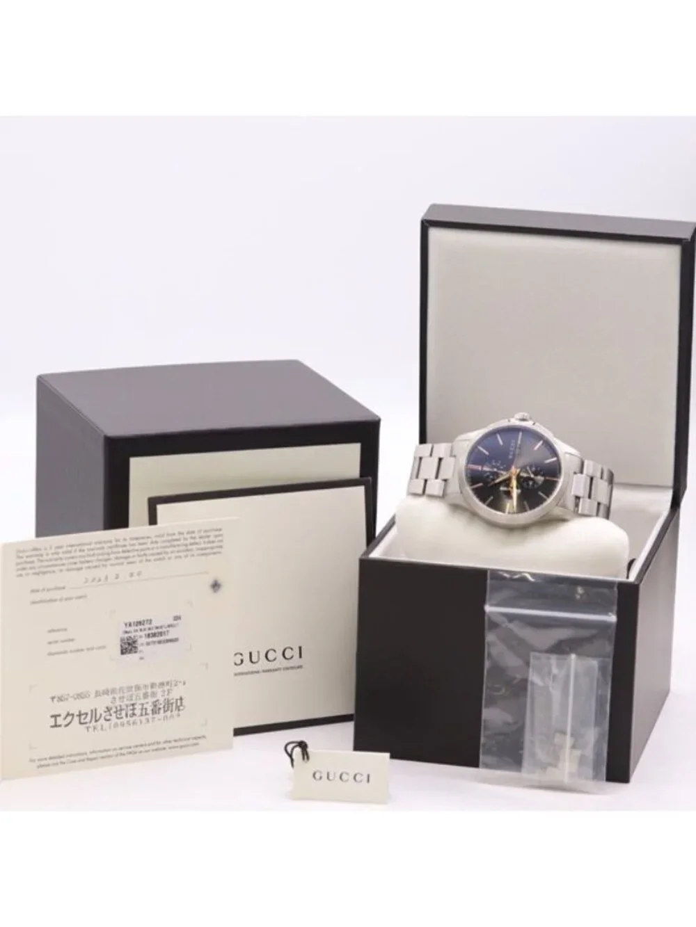 Gucci With and Ji Timeless 126.2 Quartz Date Chronograph Black Dial Watch